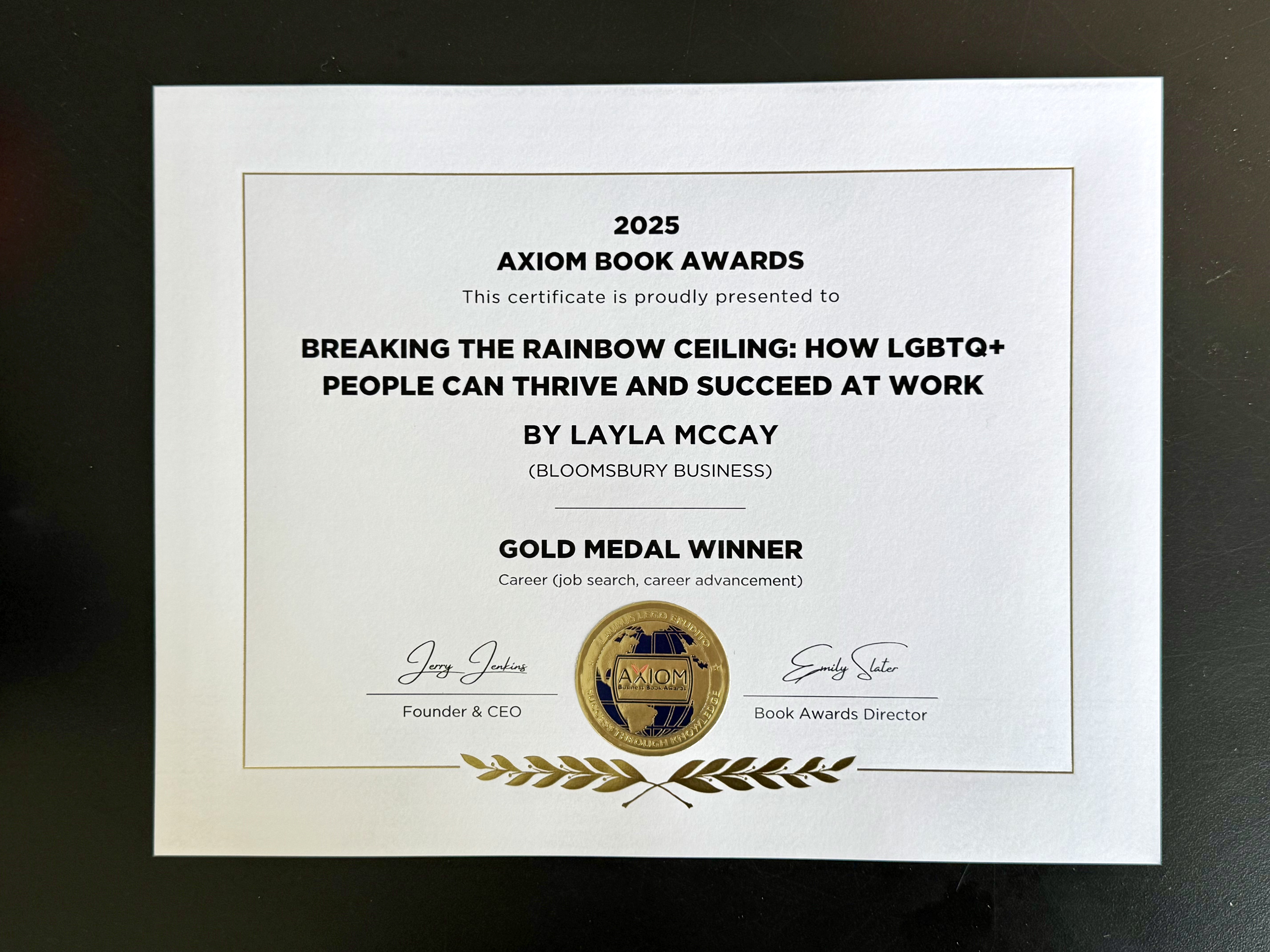 Axiom Awards Certificate Axiom Awards Certificate